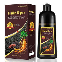 iemokoda shampoo colorant 3 en 1 — bouteille visible, couleur rapide et naturelle