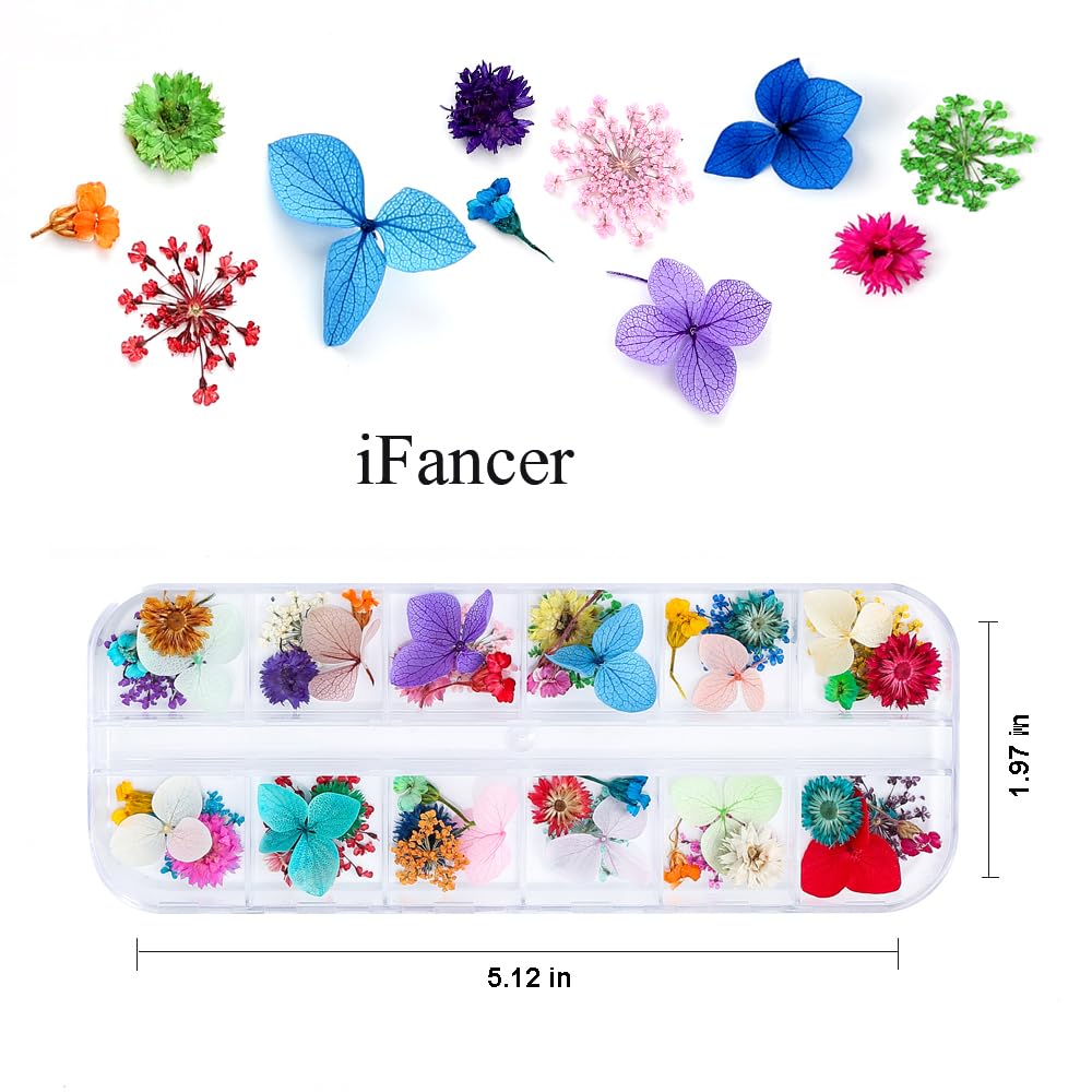 iFancer flores secas 3D para uñas, efecto realista