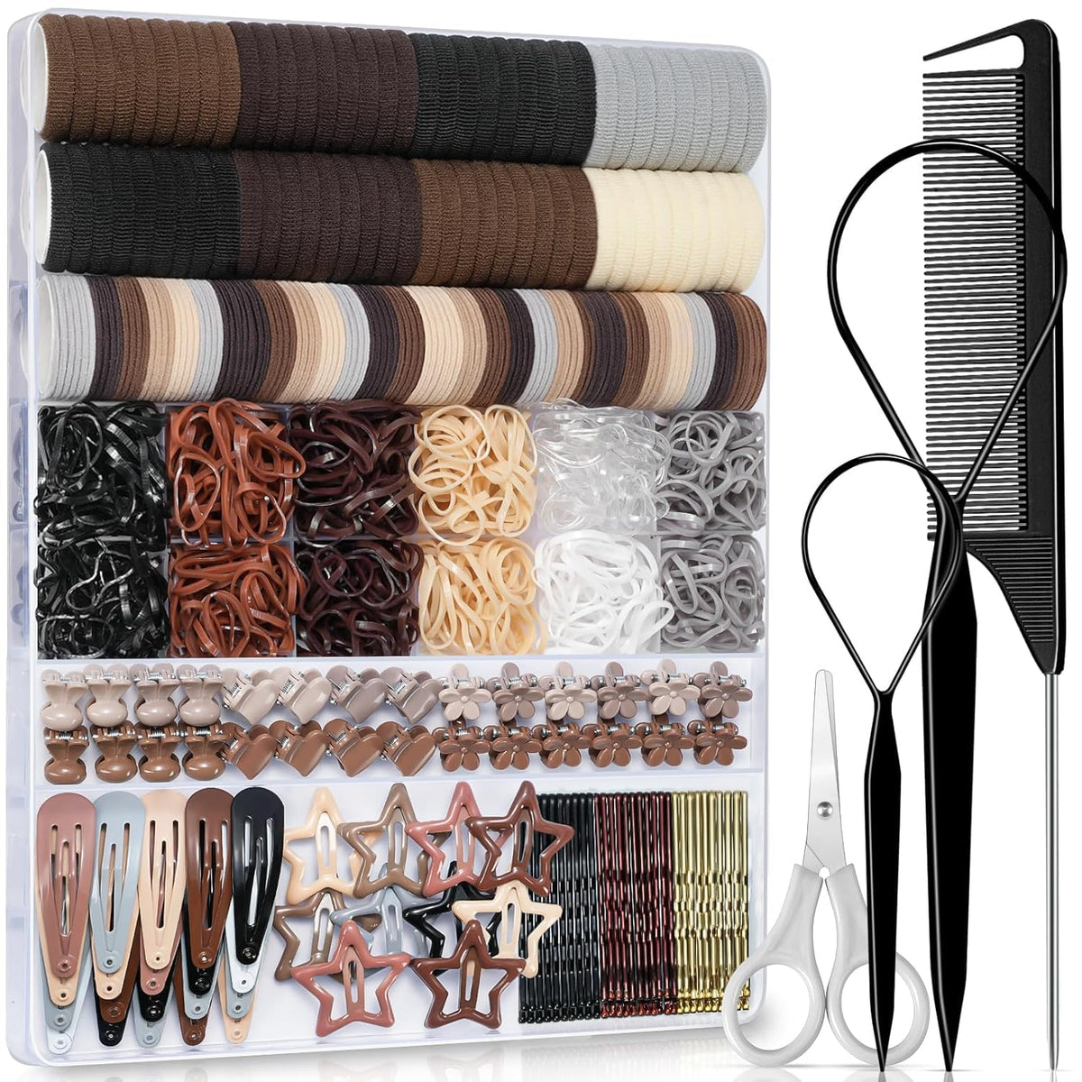 IKOCO kit de elásticos para niñas con 822 piezas y colores neutros para peinados diarios