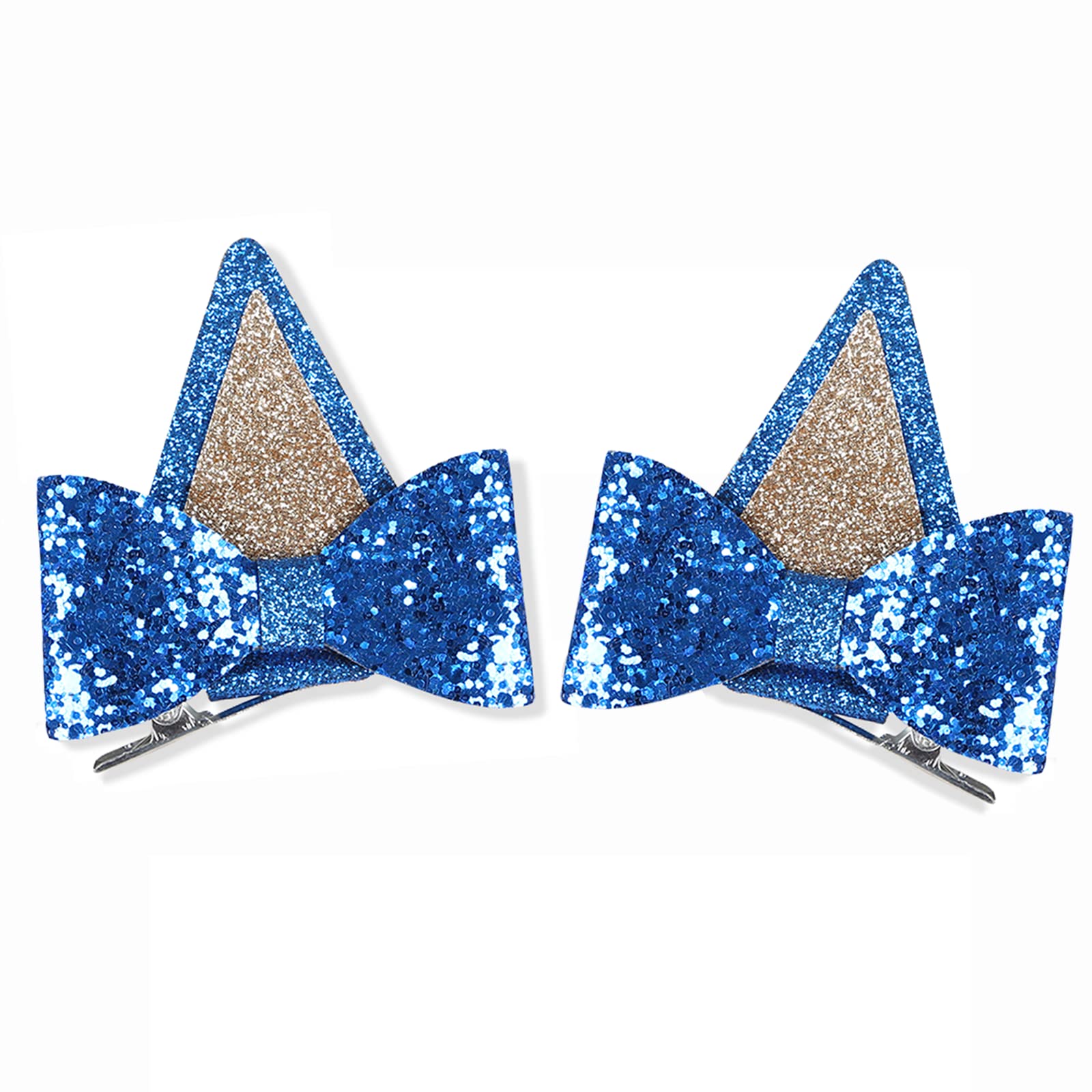 IKUHRMO prendedor cabello orejas-perro azul glitter ideal para peinados festivos.