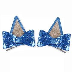 IKUHRMO prendedor cabello orejas-perro azul glitter ideal para peinados festivos.