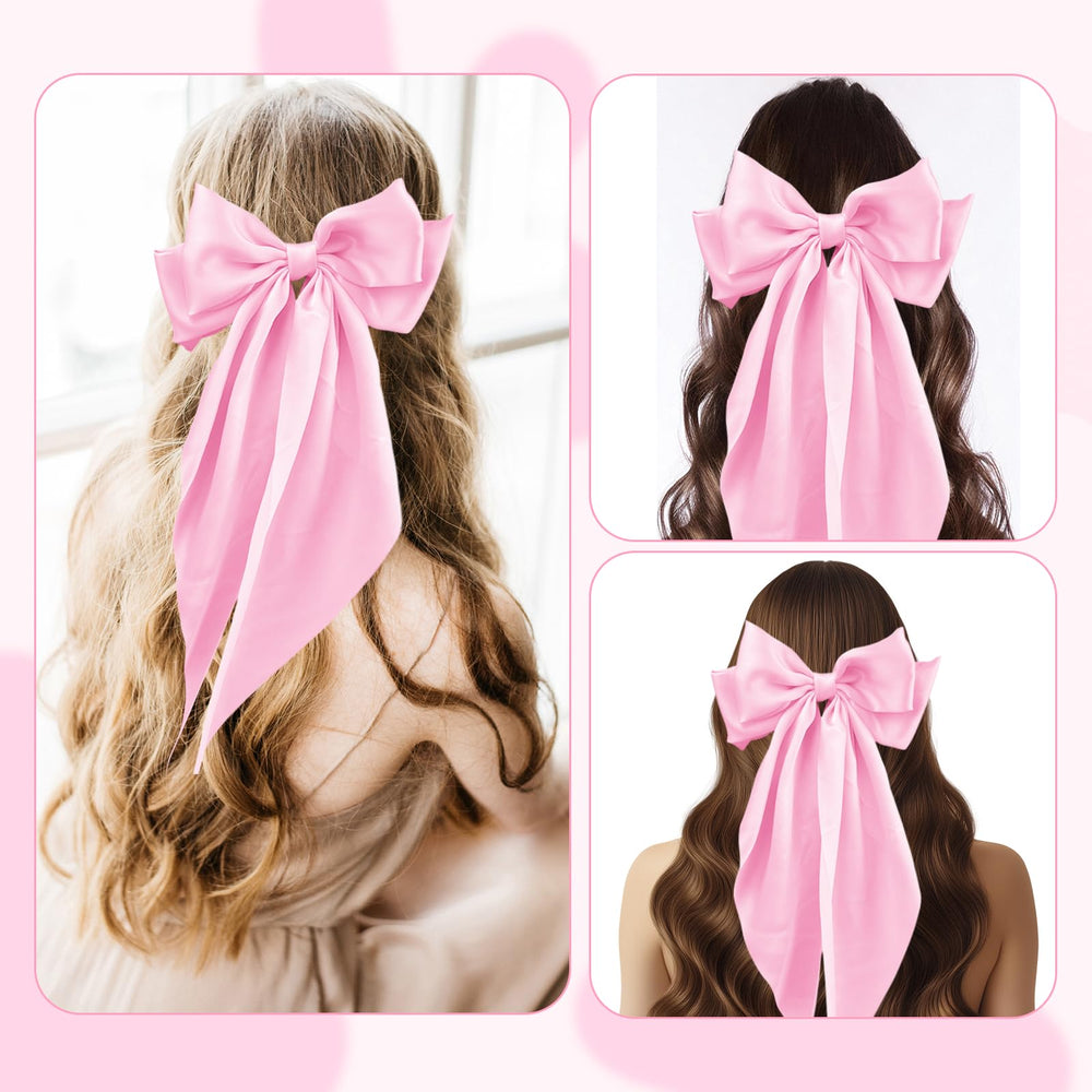 illpta Lazo satinado rosa, accesorio para cabello con brillo suave