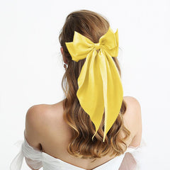 Illpta broche lazo satinado grande amarillo, combina con ropa y mantiene el peinado.