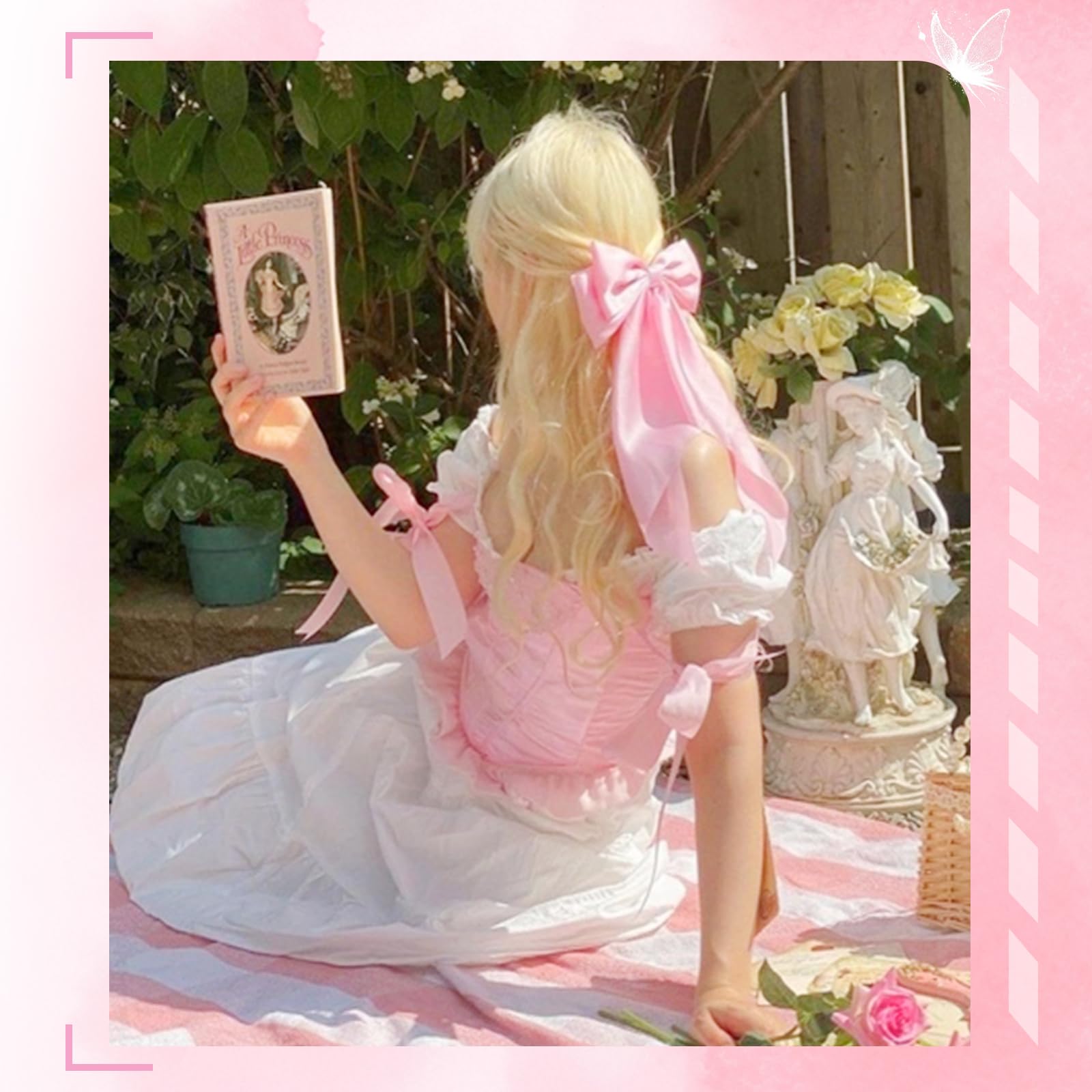 illpta Lazo satinado grande rosa, broche elegante para peinado