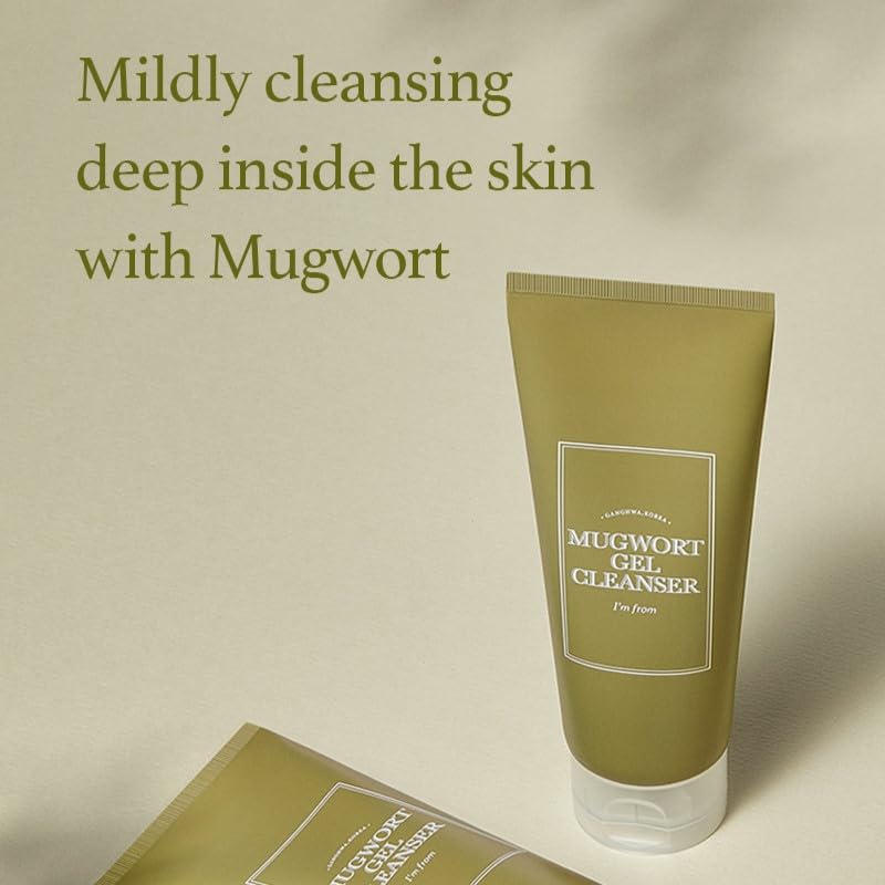 I'm from Mugwort Gel Limpador, hojas de artemisa visibles, beneficio calmante