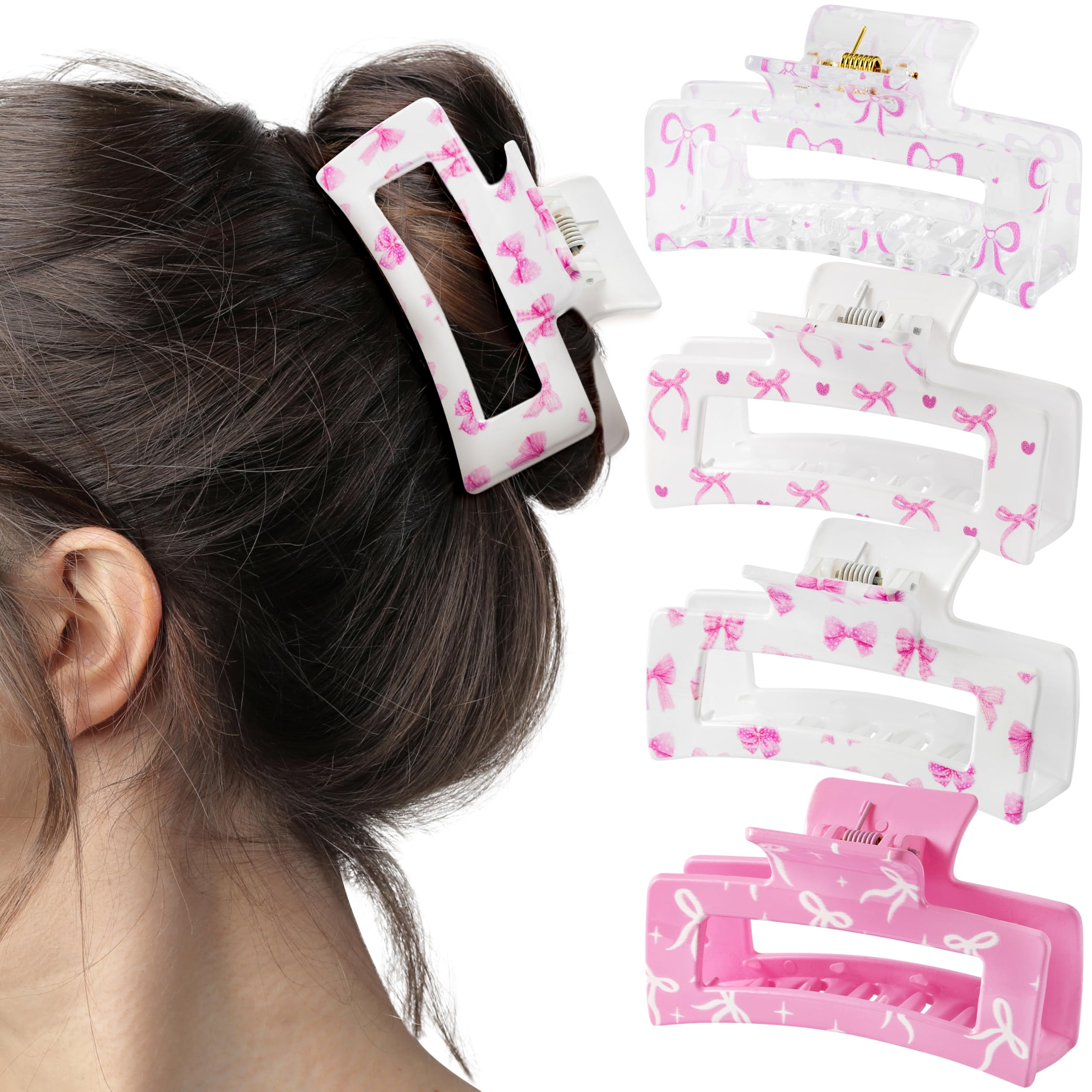 Pinzas Pantide con lazo rosa coqueta para sujetar el cabello diario.