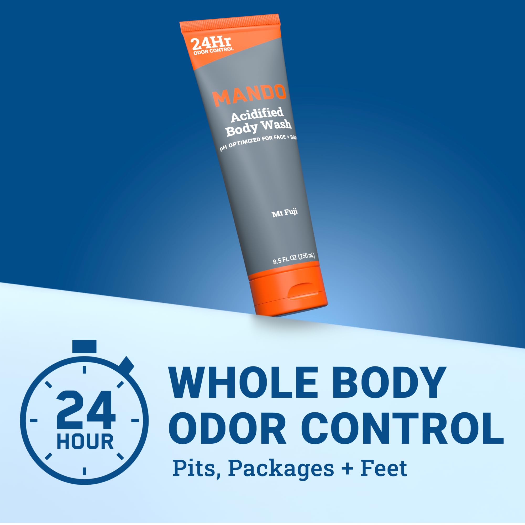Ducha Corporal Odor Shield de Mando — Control de 24 h, sin SLS ni parabenos, 8,5 onzas (Mt Fuji)