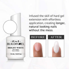 IBD Building Gel Bright White – Extensión de Uñas Duras, 0.5 oz, Hecho en EE. UU.