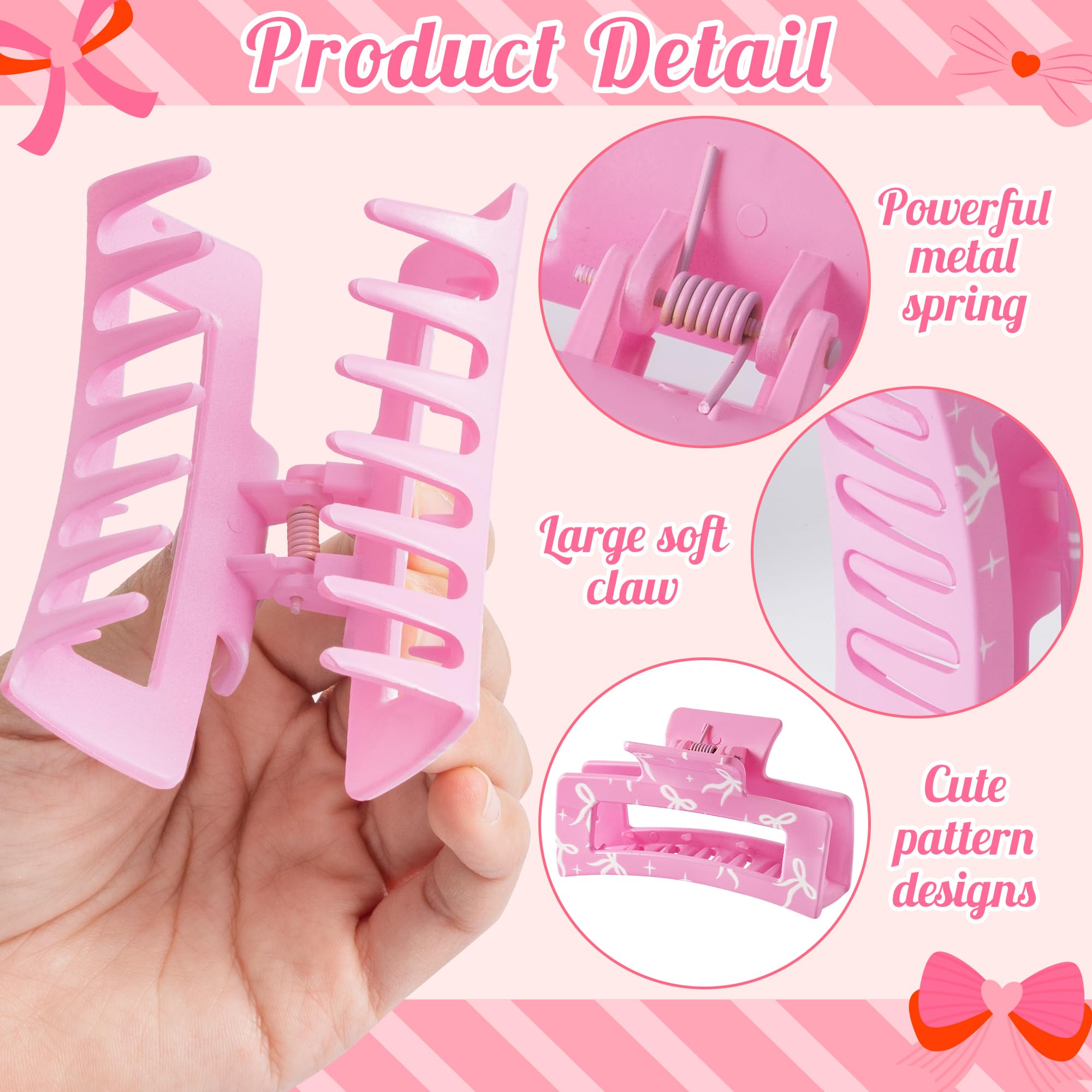 Pinza Pantide rosa coqueta para melena corta o larga, fácil de usar.