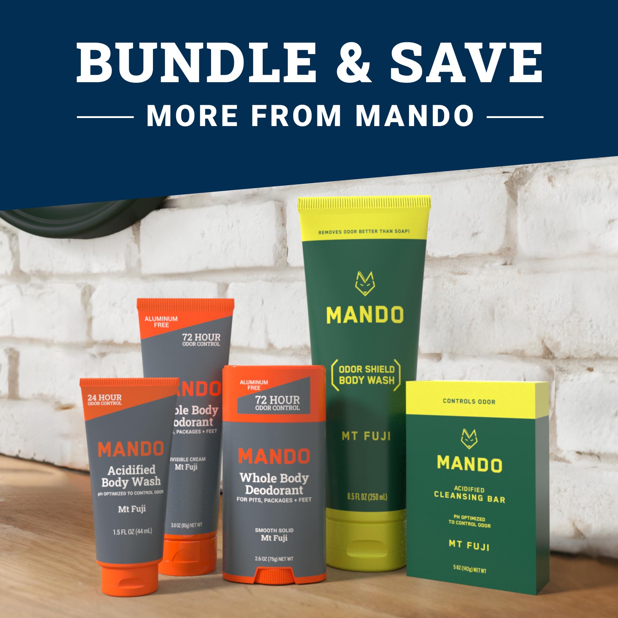 Ducha Corporal Odor Shield de Mando — Control de 24 h, sin SLS ni parabenos, 8,5 onzas (Mt Fuji)
