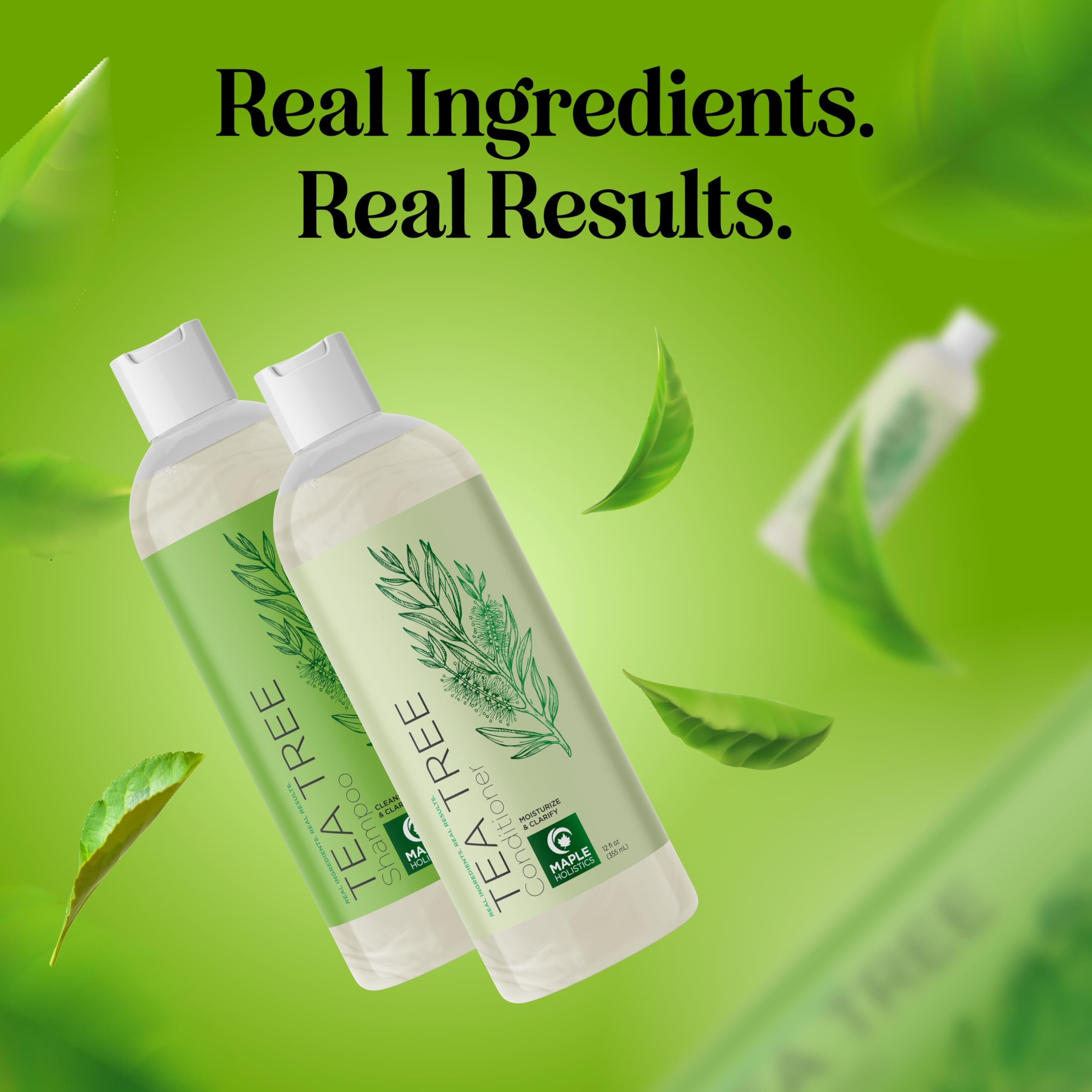 Maple Holistics Tea Tree Shampoo & Conditioner Set — Sulfate Free for Oily Hair & Build-Up
