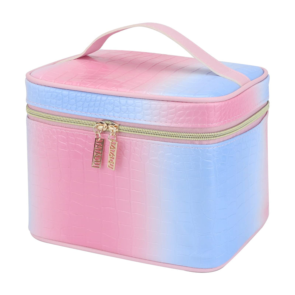 IMCUZUR maquillaje organizador con gradiente azul-rosa, ideal para viajes.