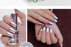Aplicación con pincel IMGDD, esmalte plateado uniforme y secado rápido.
