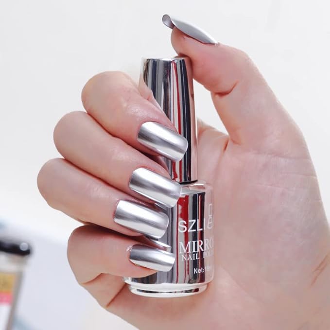 IMGDD esmalte plateado espejo en botella, brillo duradero para uñas.