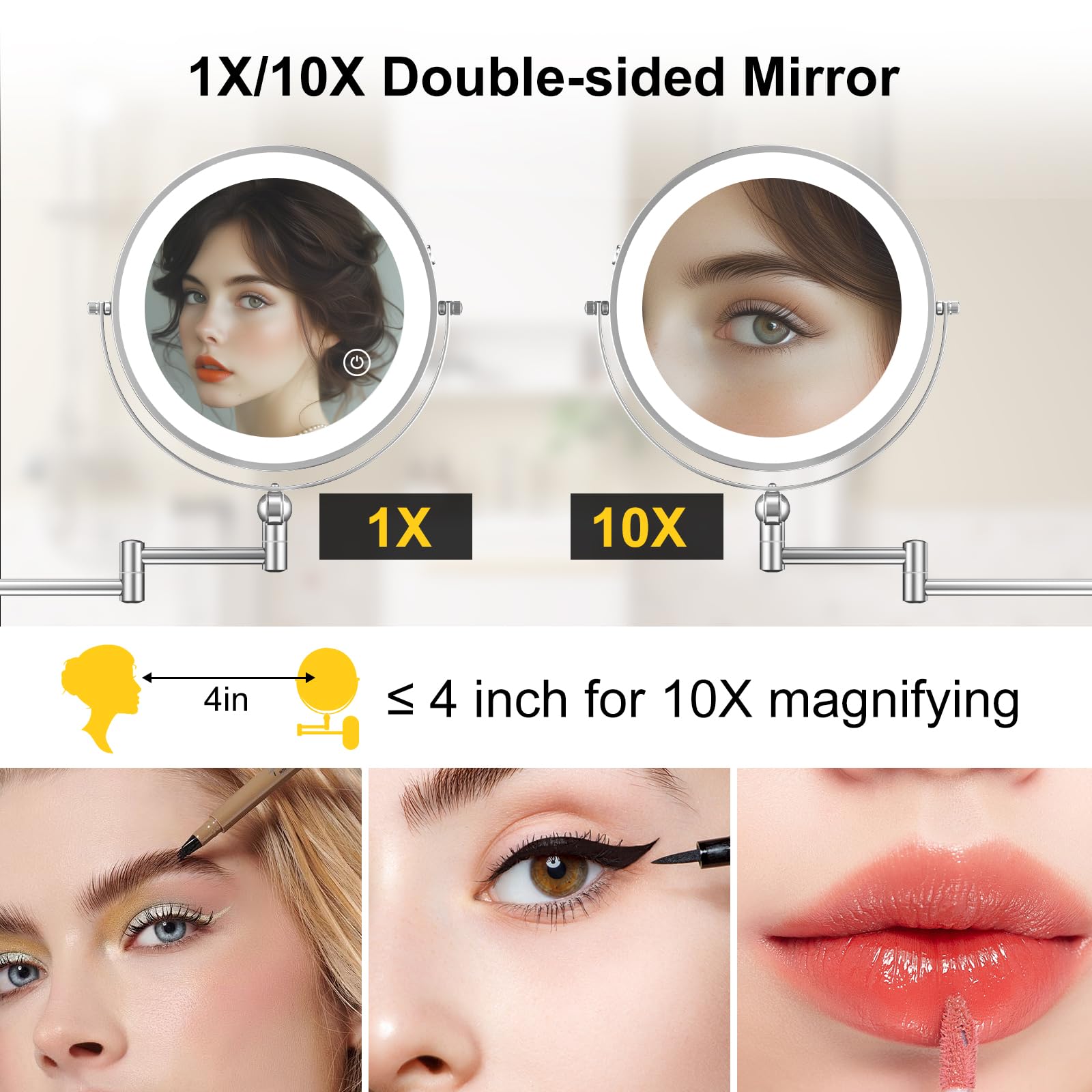 IMIKONA Brazo extensible con giro de 360° para ángulos cómodos.