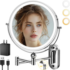 IMIKONA Espejo de maquillaje iluminado en pared para un maquillaje preciso.
