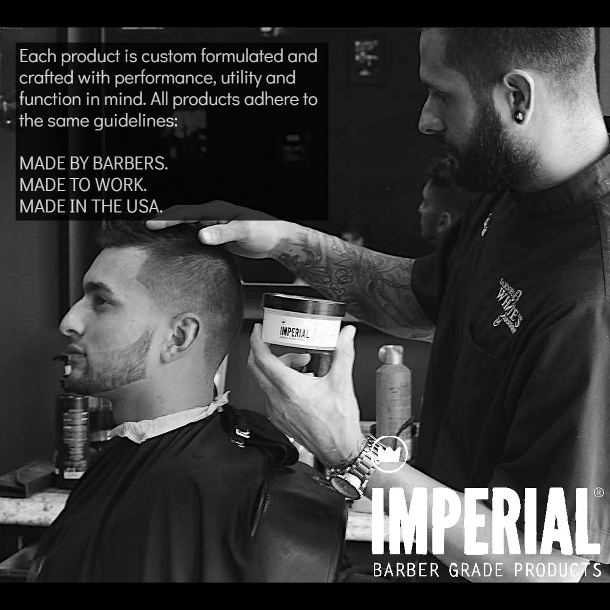 Reactiva Imperial Barber Classic Pomade con agua para retoques durante el día