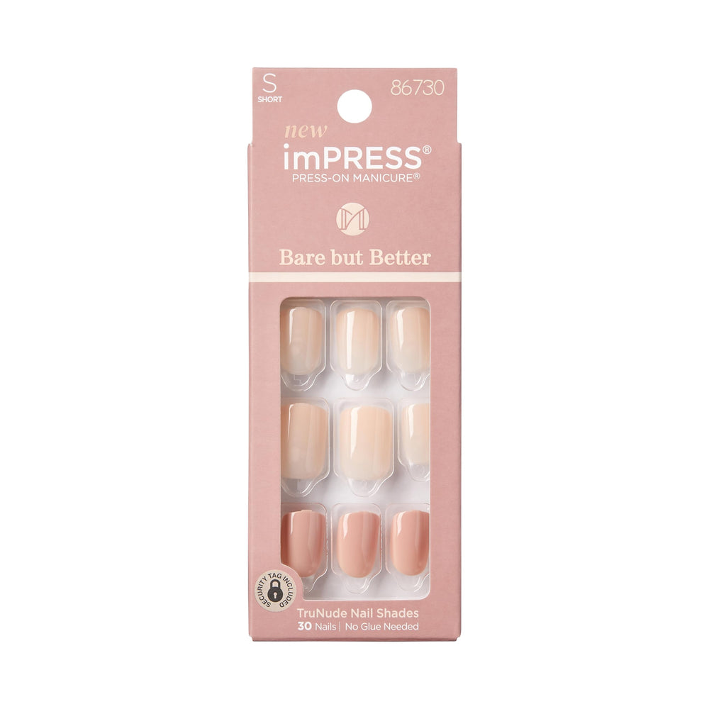 Uñas postizas imPRESS Kiss nude corto squoval para look natural