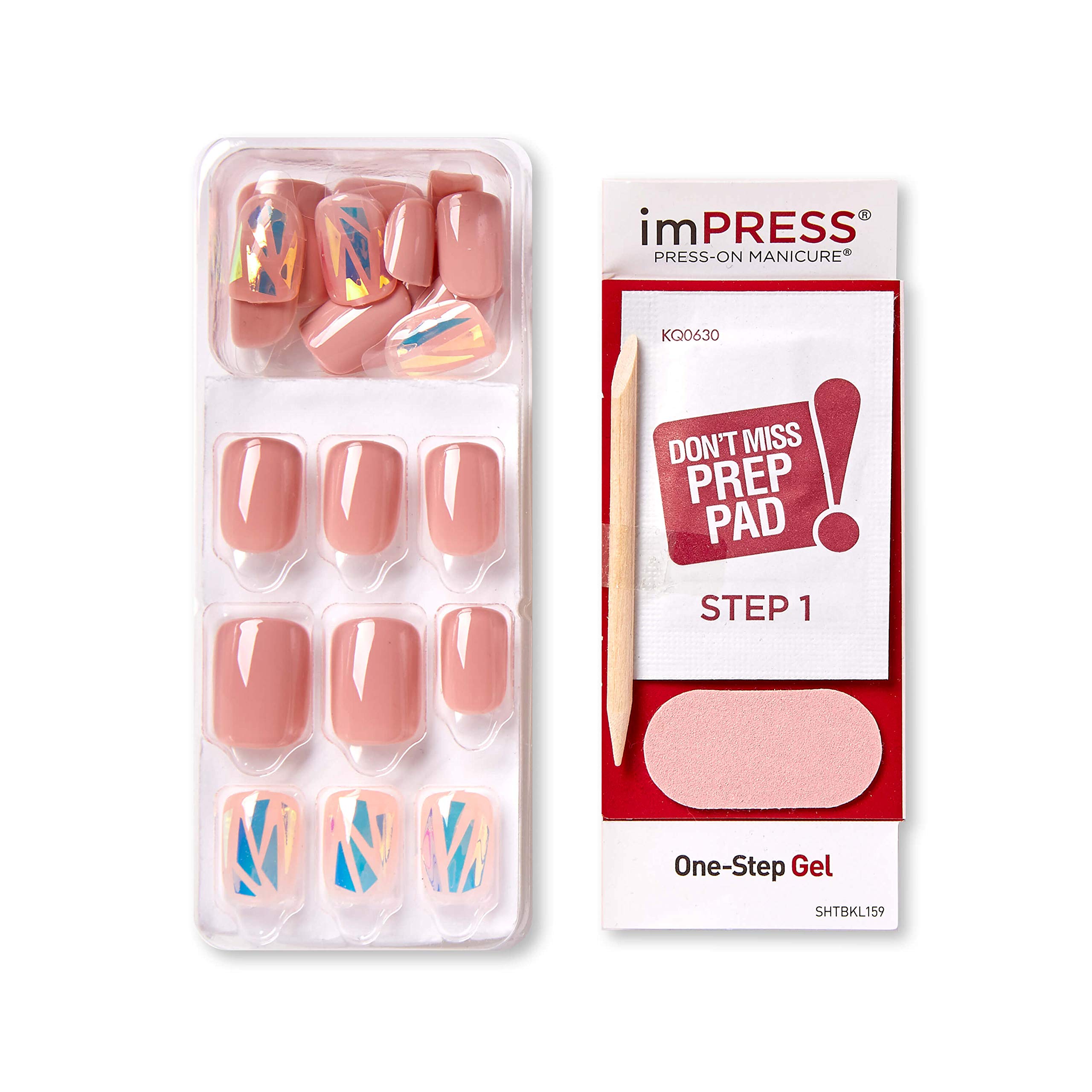 Uñas imPRESS rosa con acabado chrome para un look moderno sin secado.