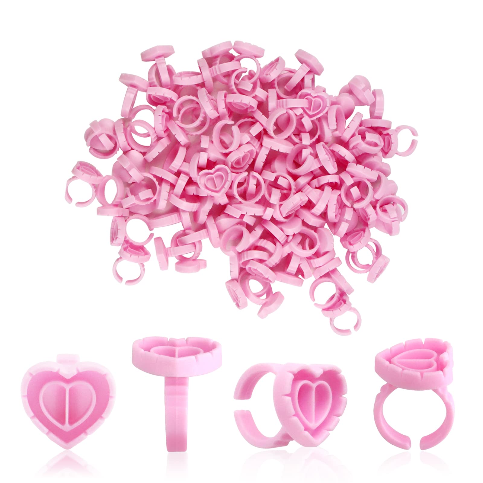 Anillos de pegamento Inartato con corazón rosa para pestañas, organizan el adhesivo.