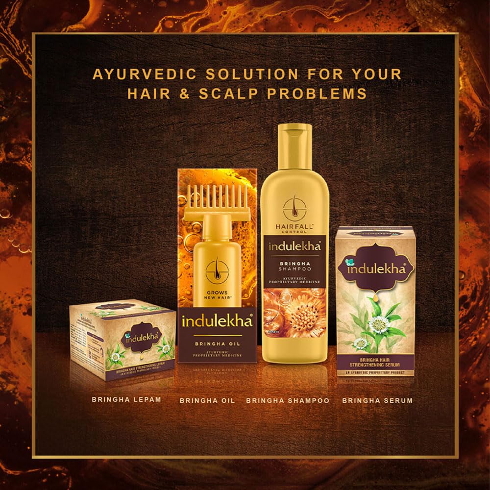 Ritual nocturno con Indulekha Bringha para cabello nutrido por la mañana.