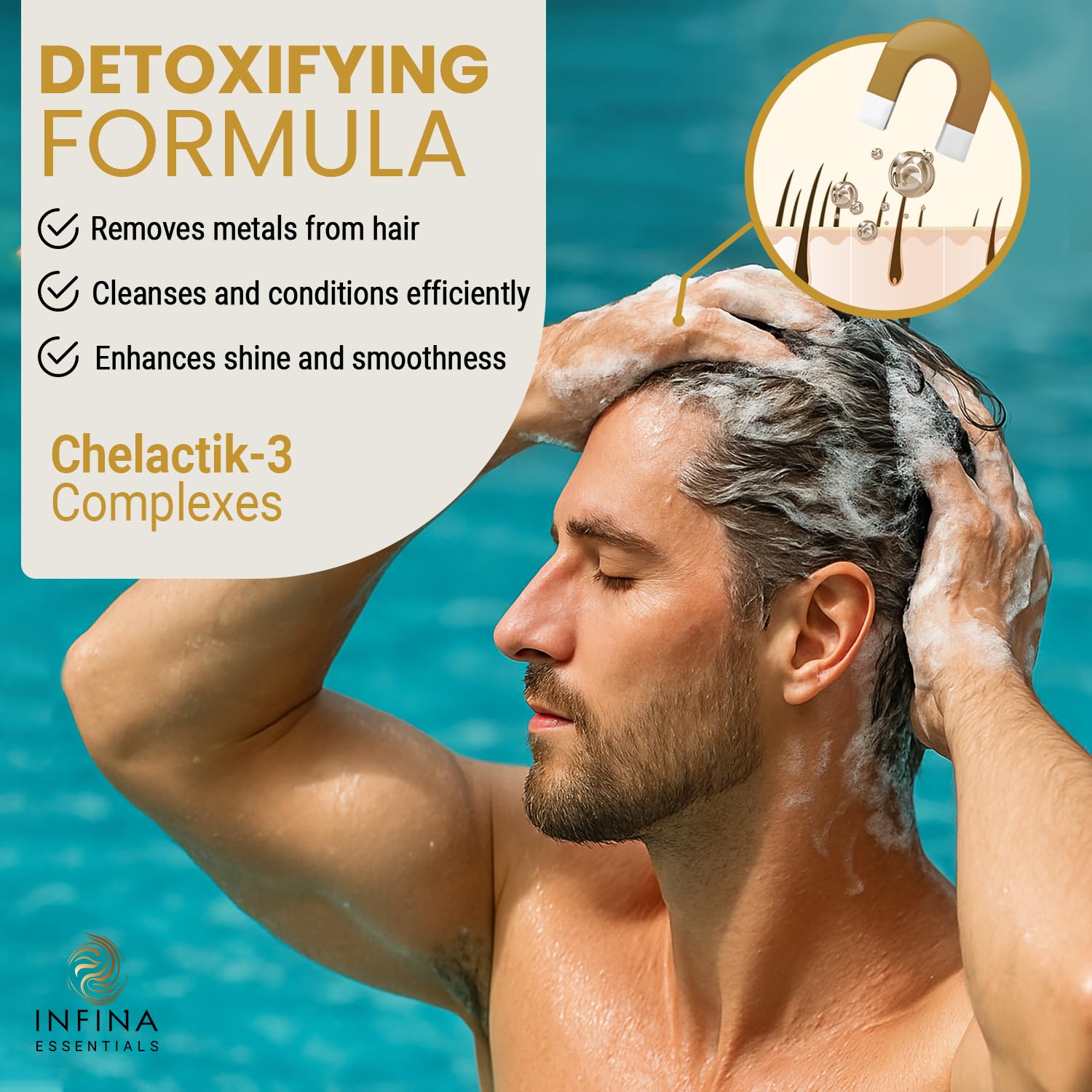 Infina Essentials espuma de lavado cremosa ofrece limpieza suave y agradable.