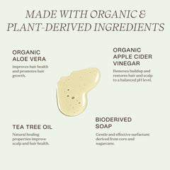 Ingreendients shampoo orgánico aloe vera, hidratación suave para cabellos sensibles