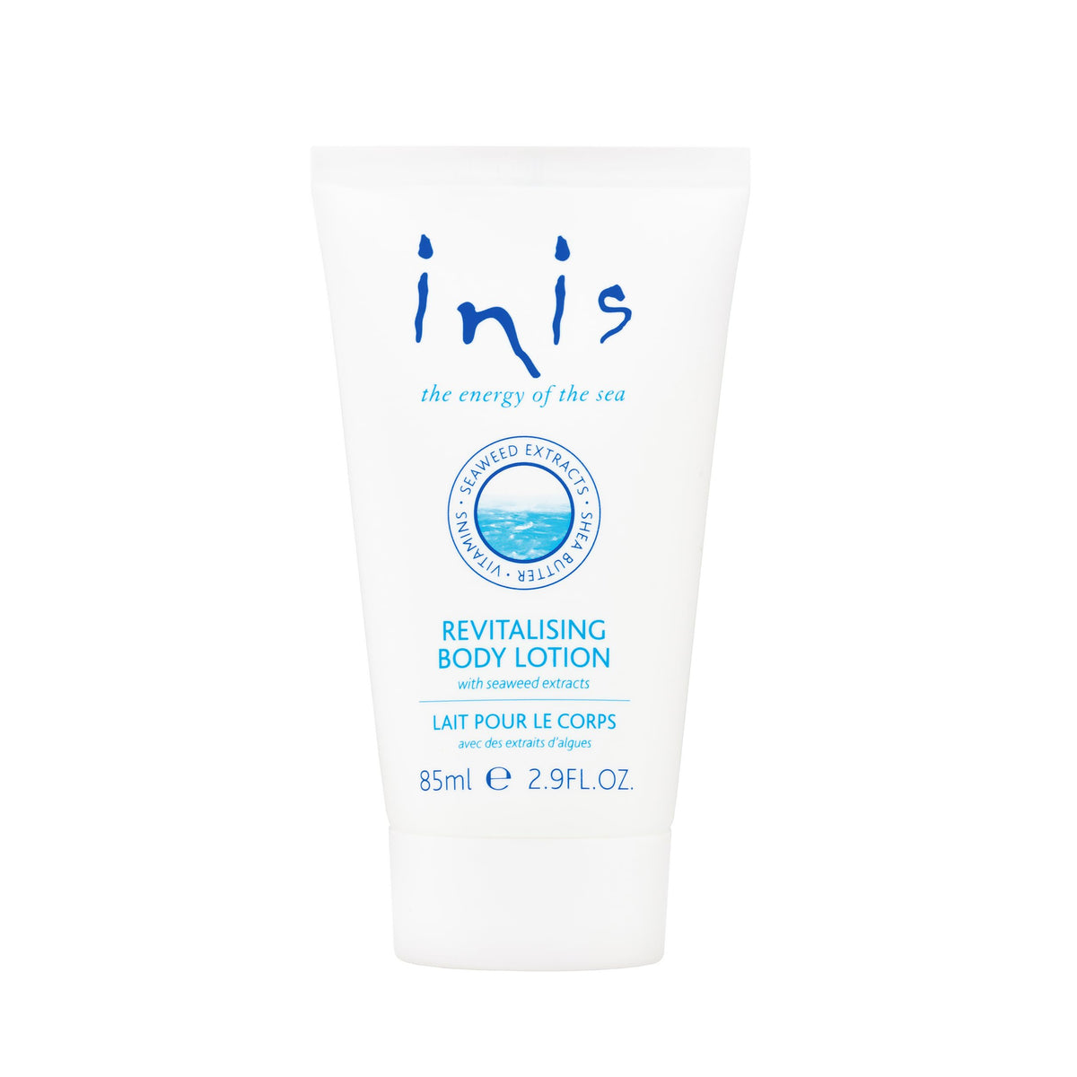 Inis loción corporal revitalizante, botella de viaje, brinda hidratación ligera para la piel.