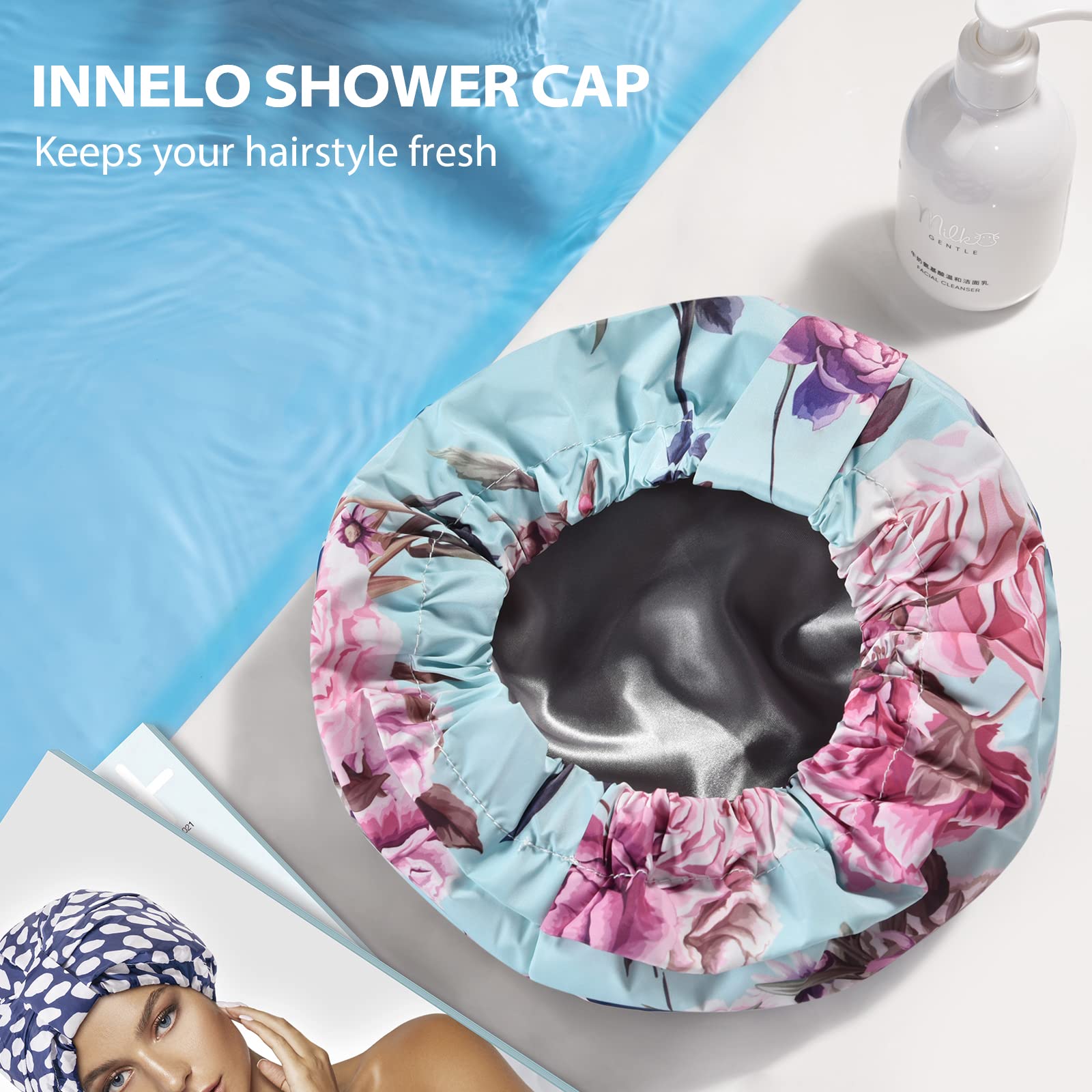 Gorro INNELO resistente a la humedad mantiene el cabello alejado del vapor.