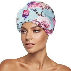 Gorro de ducha INNELO con diseño verde flor mantiene el cabello seco.