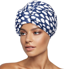 INNELO Gorro de ducha para mujer, doble capa azul, mantiene el cabello seco.