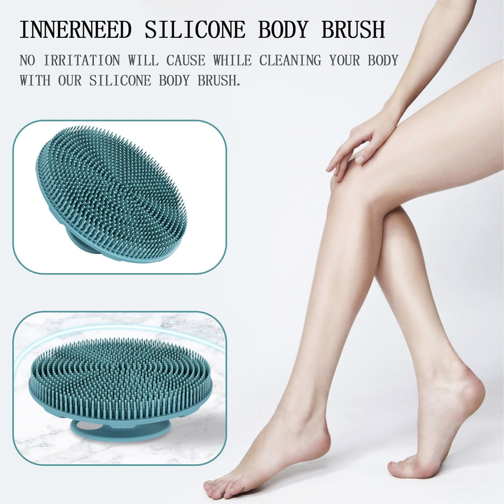 InnerNeed cepillo corporal silicona compacto ideal para viaje y uso en movimiento.
