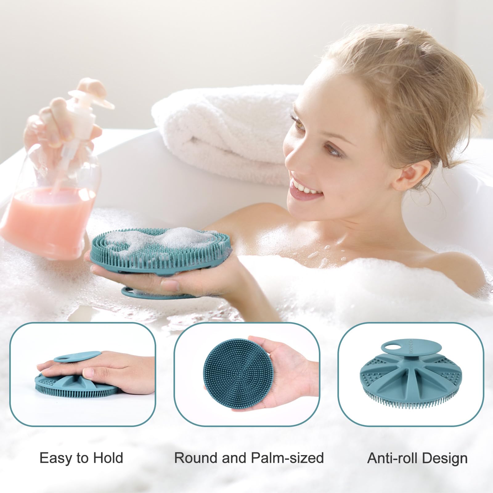 InnerNeed cepillo corporal silicona con superficie suave para exfoliación diaria en la ducha.