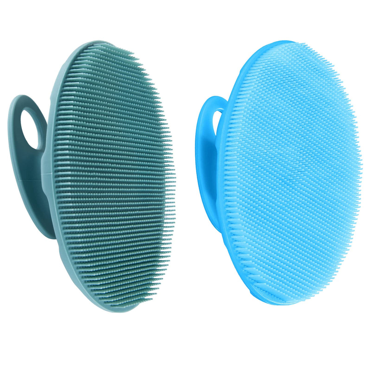 INNERNEED cepillo-cuerpo-silicona-azul-verde para exfoliar suavemente la piel.