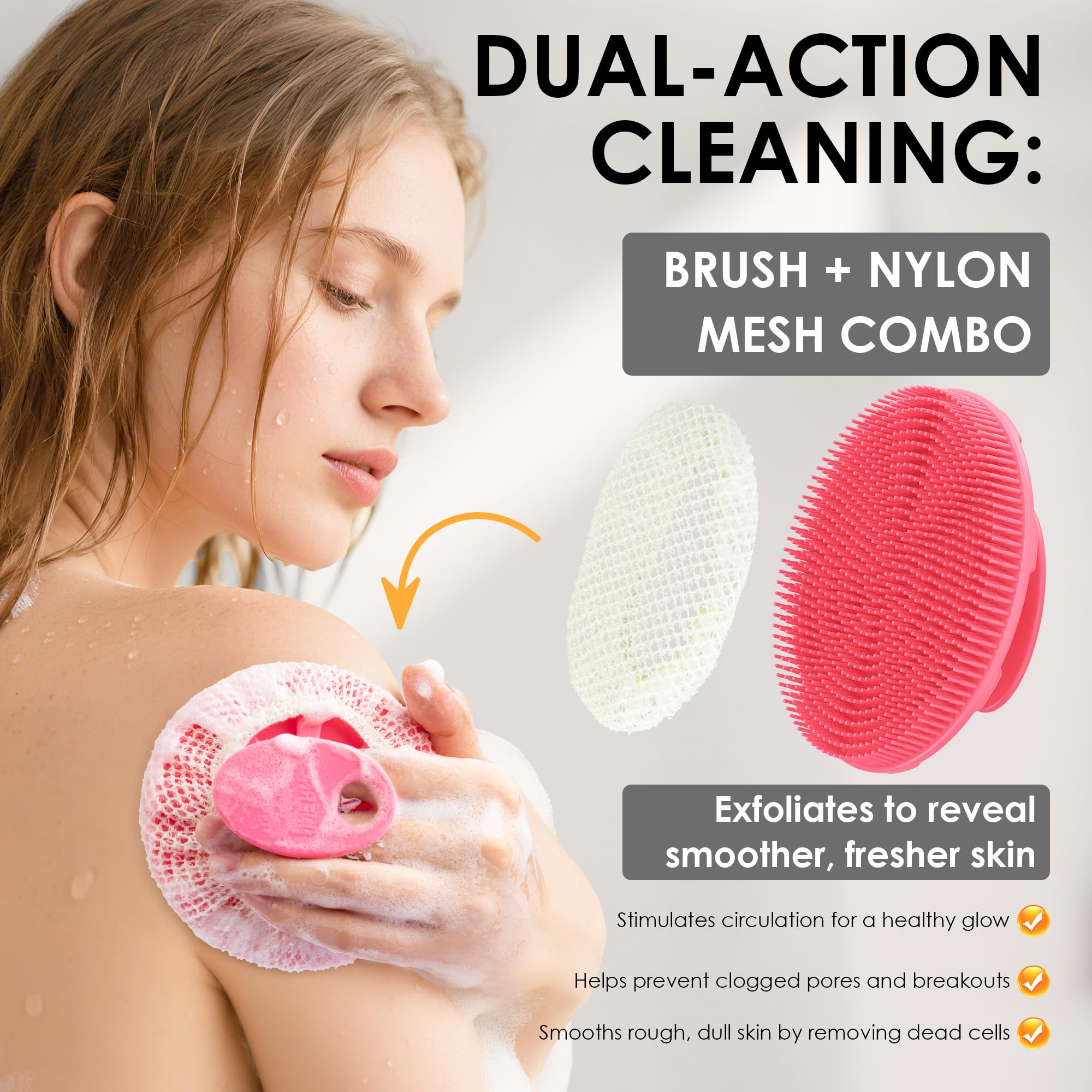INNERNEED cepillo corporal silicona mango ergonómico para un agarre seguro