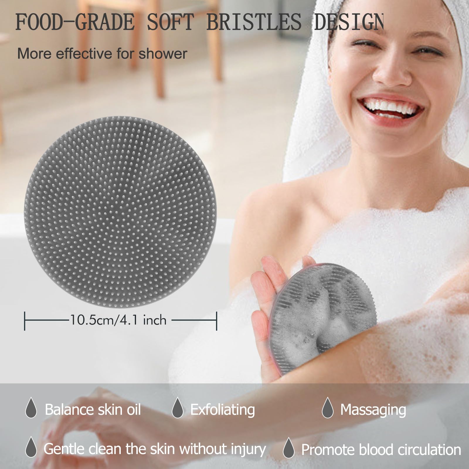 INNERNEED mango ergonómico cepillo ducha: manejo cómodo durante el baño.