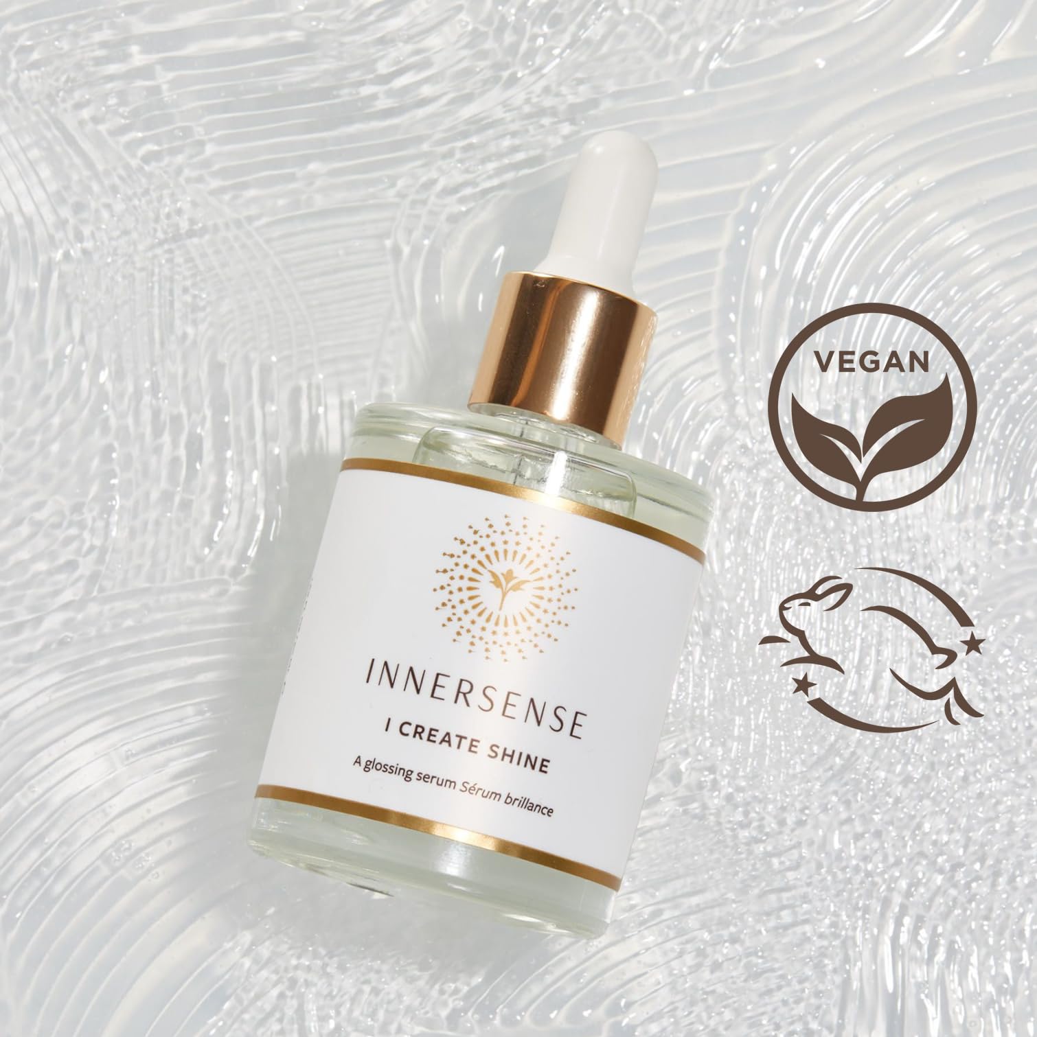 INNERSENSE I Create Shine Serum: aceites de macadamia y arándano protegen del encrespamiento.