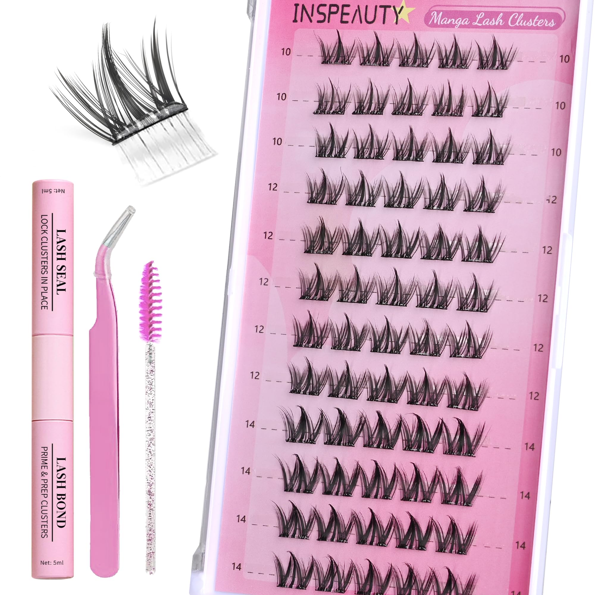 INSPEAUTY clúster manga autoadhesivo 10mm para mirada natural y cómoda.
