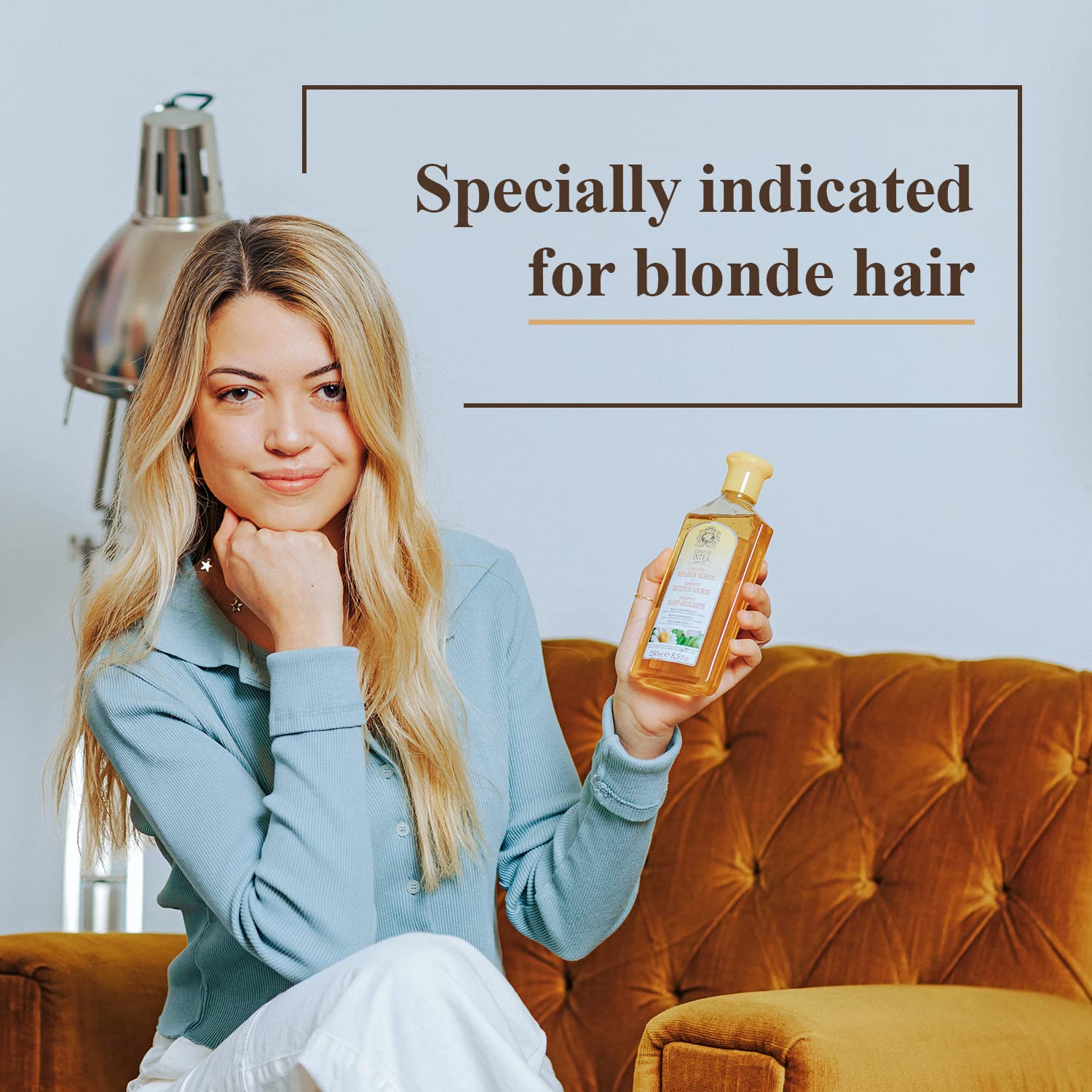 Intea Chamomile Shampoo, aplicación: cabello limpio y ligero para uso diario.