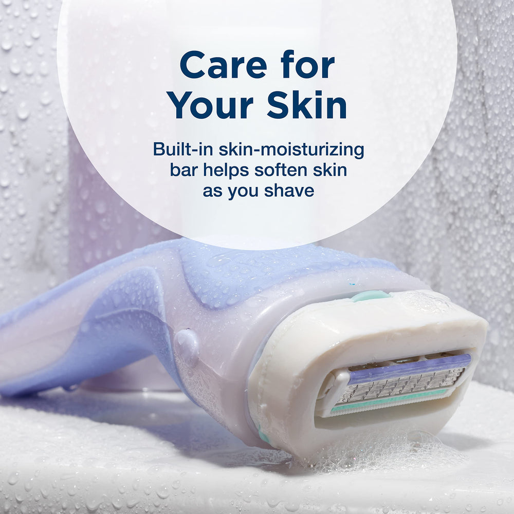 INTUITION four-blade cartridge with pivoting head hugs curves for smooth shave
