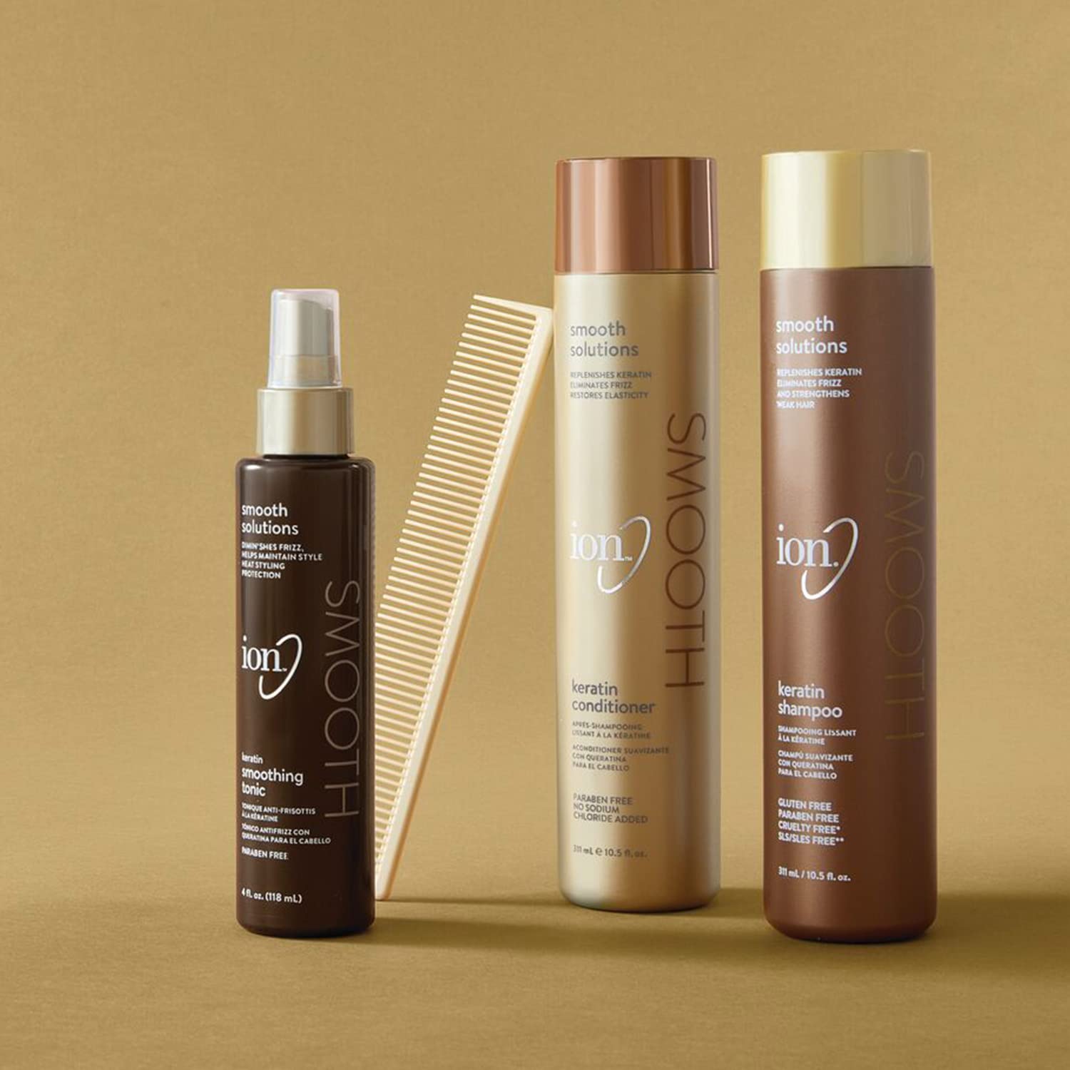 Ion Keratin Smoothing Beneficios Cabello: cabello más suave y resistente tras lavado.