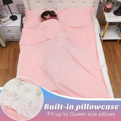 Irenare bolsa dormir autobronceadora rosa, vista trasera con diseño suave