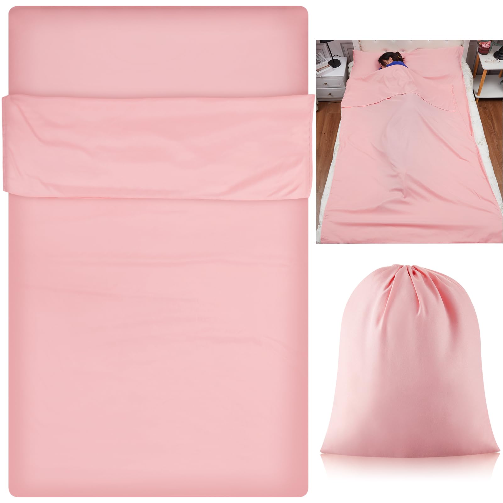 Irenare bolsa dormir autobronceadora rosa, vista frontal para bronceado cómodo en cama