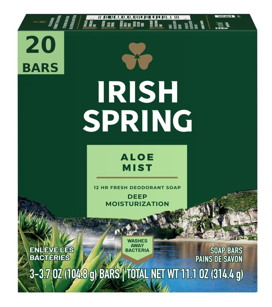 Irish Spring Jabón Aloe, barra – sensación fresca para la piel.