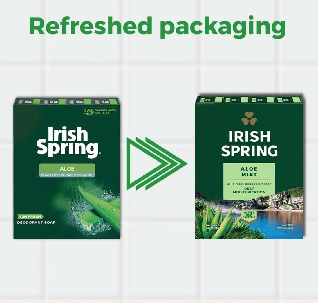 Irish Spring Jabón Aloe, barra – presentación práctica de 3,75 onzas.