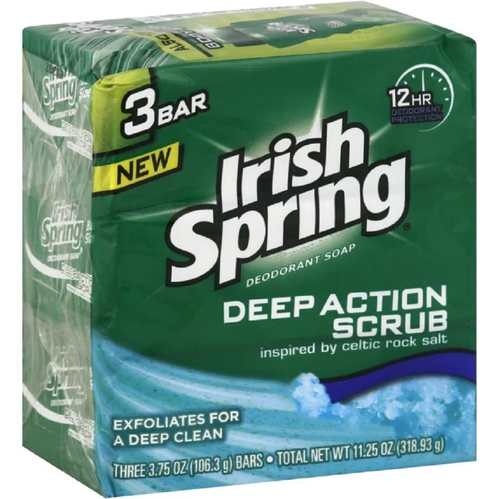 Irish Spring Deep Action empaque exterior, presentación clara para tu rutina de ducha.