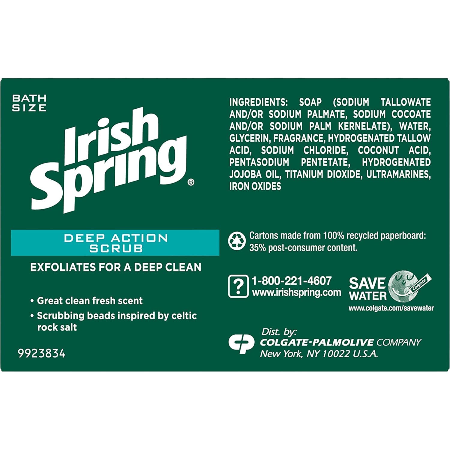 Irish Spring Deep Action jabón triple pack, ahorro práctico para la ducha.