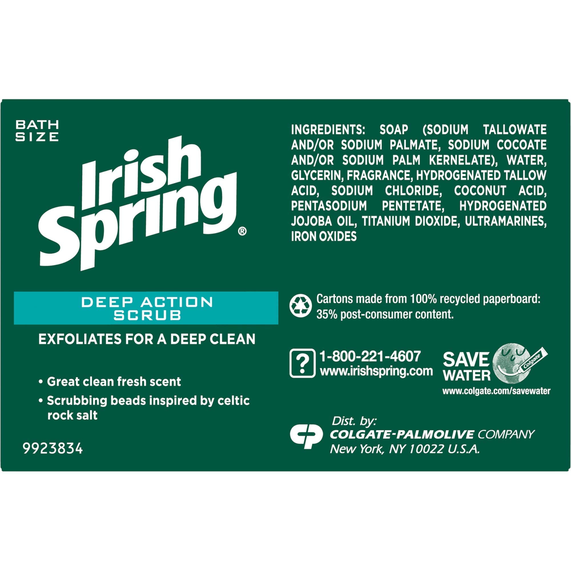 Irish Spring Deep Action textura exfoliante de la barra para piel suave.