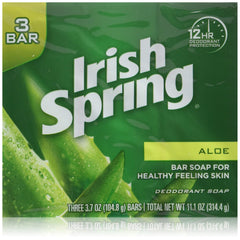 Irish Spring Jabon Aloe 3.75oz barra: aroma vigorizante para empezar el dia.