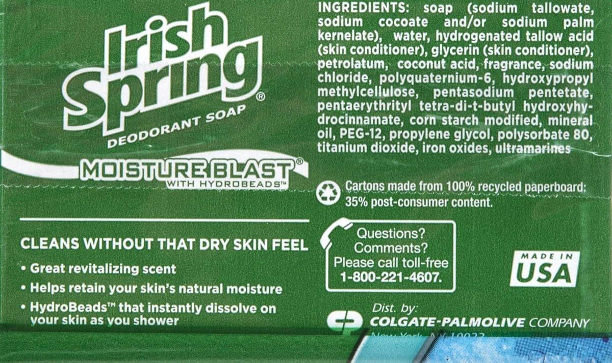 Irish Spring Moisture Blast, hidroperlas durante la ducha que se disuelven, aportando una sensación suave.